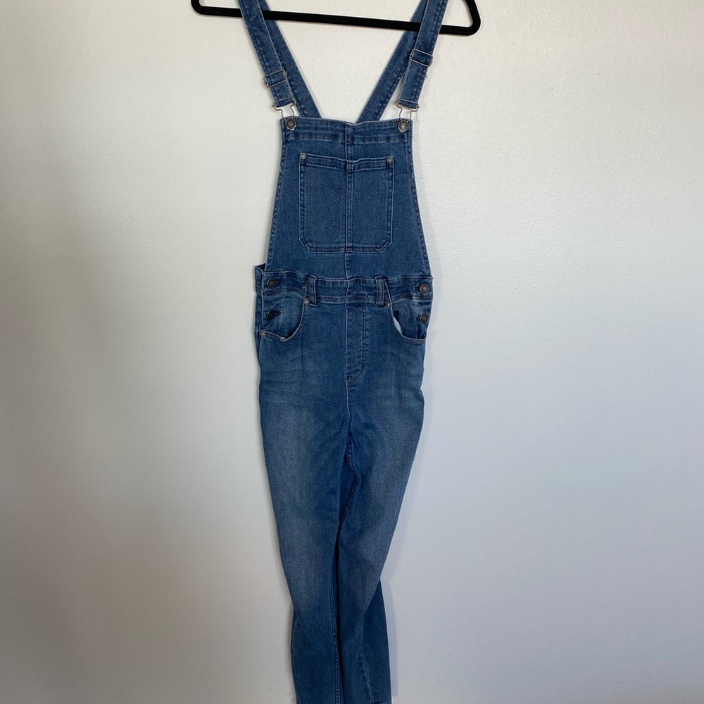 Free People Slim Ankle Denim Overalls